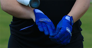 Fastpitch softball batting gloves in use