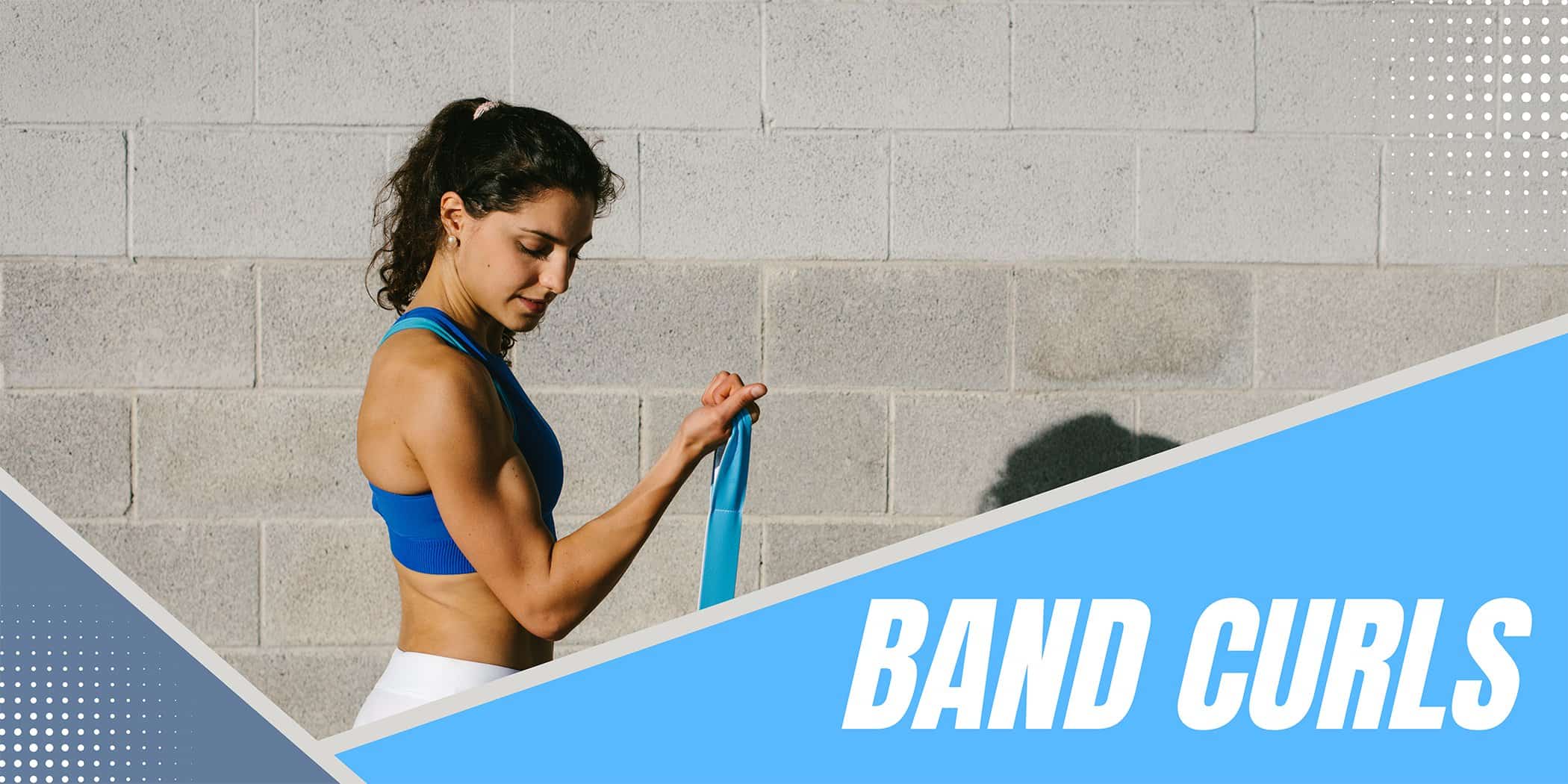 Woman doing band curls